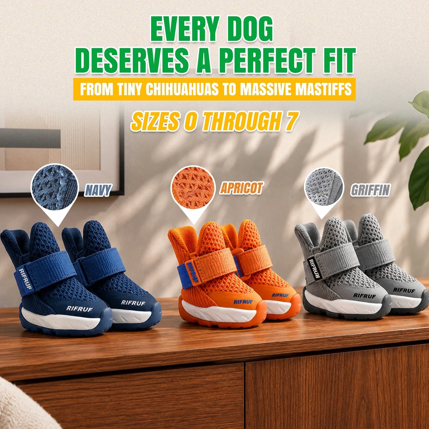 Rifruf Set of 2 Breathable Non‑Slip Pet Shoes – Lightweight Paw Protection Sneakers for Dogs & Cats